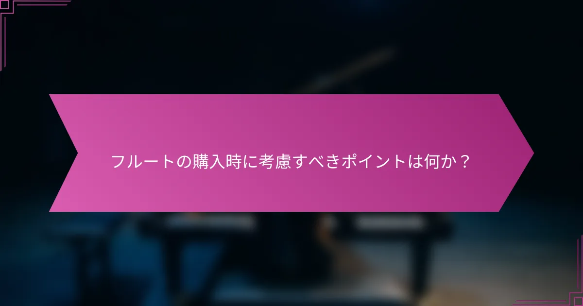 フルートの購入時に考慮すべきポイントは何か？