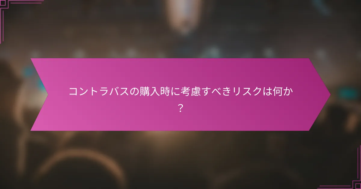 コントラバスの購入時に考慮すべきリスクは何か？