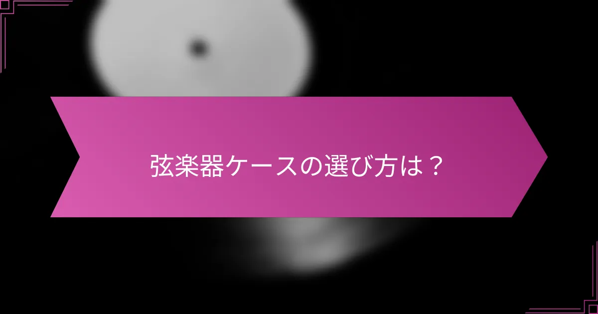弦楽器ケースの選び方は？