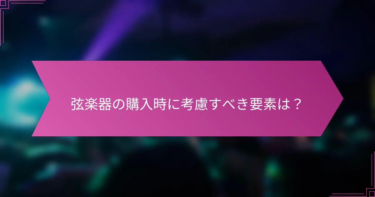 弦楽器の購入時に考慮すべき要素は？