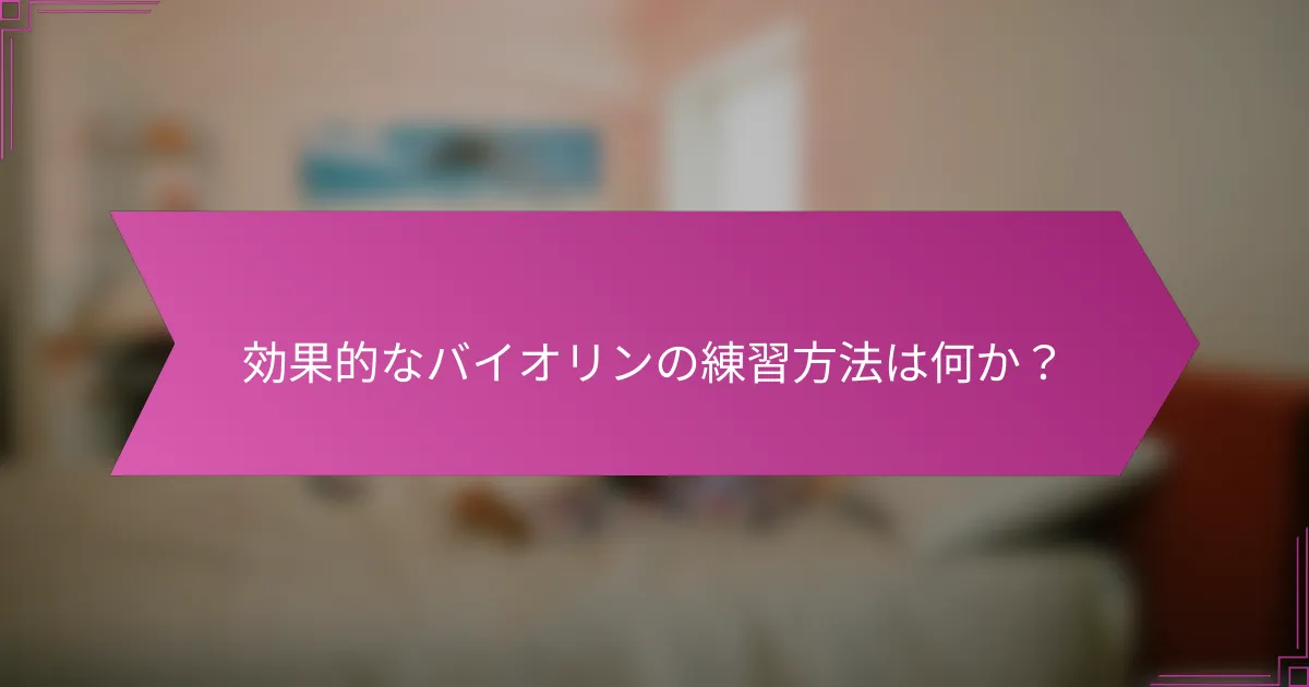 効果的なバイオリンの練習方法は何か？